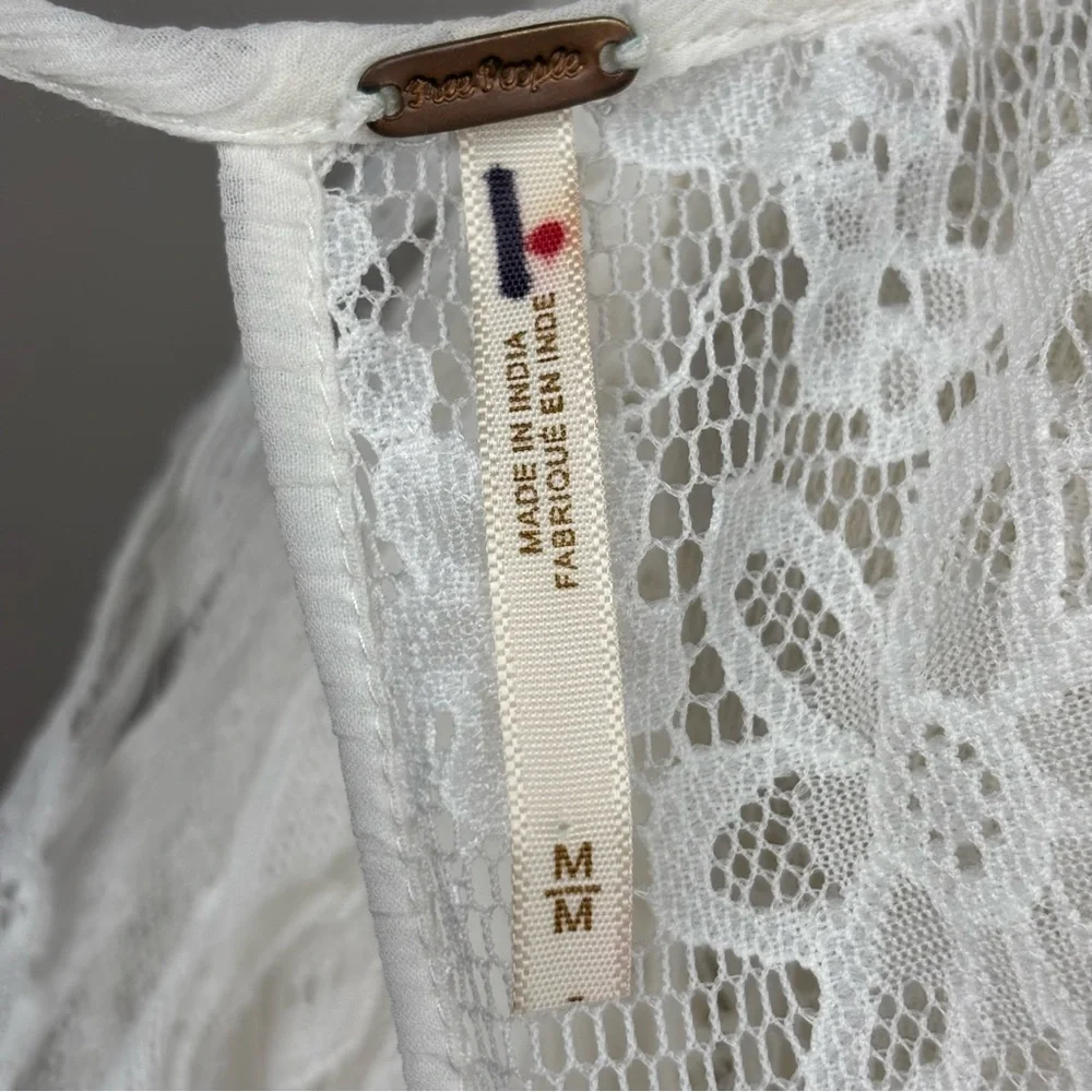 Free People Songbird Mini Dress Lace Frilled White M
